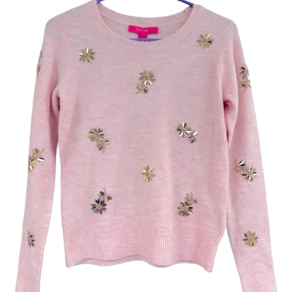 NWT Lilly Pulitzer Kalaya Sweater Calla Lilly Pink Sparkle Floral Toss - Picture 5 of 9